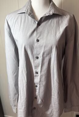 Kenneth Cole Reaction Mens 16 34/35 Slim Fit Dress Shirt Light Blue Stretch